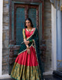 Red Narayan Pattu Zari Weaving Work Lehenga Choli