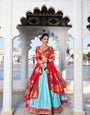 Sky Blue Weaving Zari Work With Lace Paithani Silk Lehenga Choli
