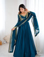 Indigo Faux Georgette Embroidery With Sequin & Thread Work Anarkali Suit Set
