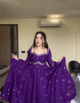 Purple Fox Gorgette Embroidery Thread With Sequnce Work Anarkali Set
