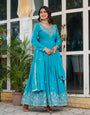 Sky Blue American Silk Thread With Sequnce Work Gown Set