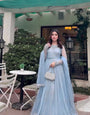 Sky Blue Foux Gorgette Thread With Sequnce Work Suit Set