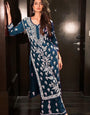 Indigo Rayon Cotton Embroidery Chikankari Work Plazzo Set