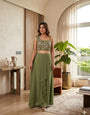 Mehandi Faux Georgette Embroidery With Sequnce Work Suit Set