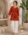 Red Pure Cotton Emboidery Work 2Pec Kurta Set