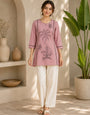 Baby Pink Pure Cotton Emboidery Work 2Pec Kurta Set