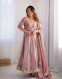 Pink Fandy Silk Coding With Sequnce Work Anarkali Suit Set