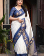 Charming Bone White Soft Silk Weaving Saree