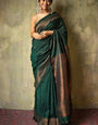 Luxurious Dark Green Soft Silk Weaving Saree
