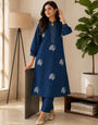 Indigo Pure Cotton Embroidery Thread Work 2pec Plazzo Set