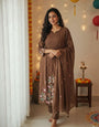 Walnut Pure Cotton Embroidery Thread Work Suit Set