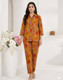 Orange Rayon Cotton Printed With Foil Work 2pec Plazzo Set