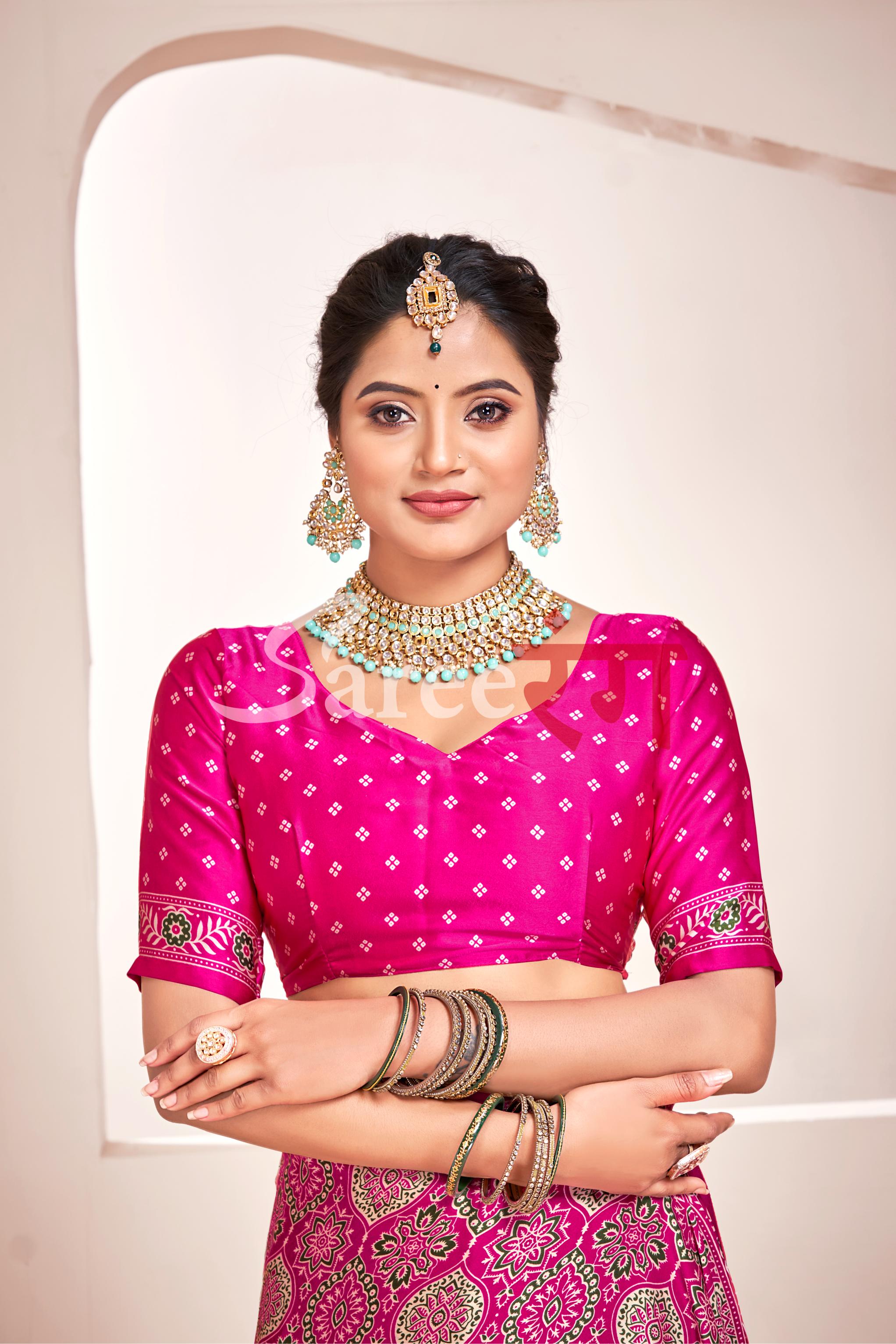 Ajrakh One Minute Ready To Wear Pink Modal Silk Natural Print Saree
