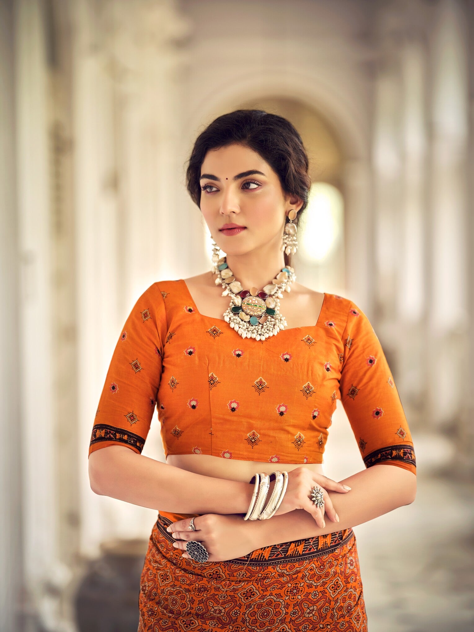 Pure Malai Cotton Ajrakh Saree