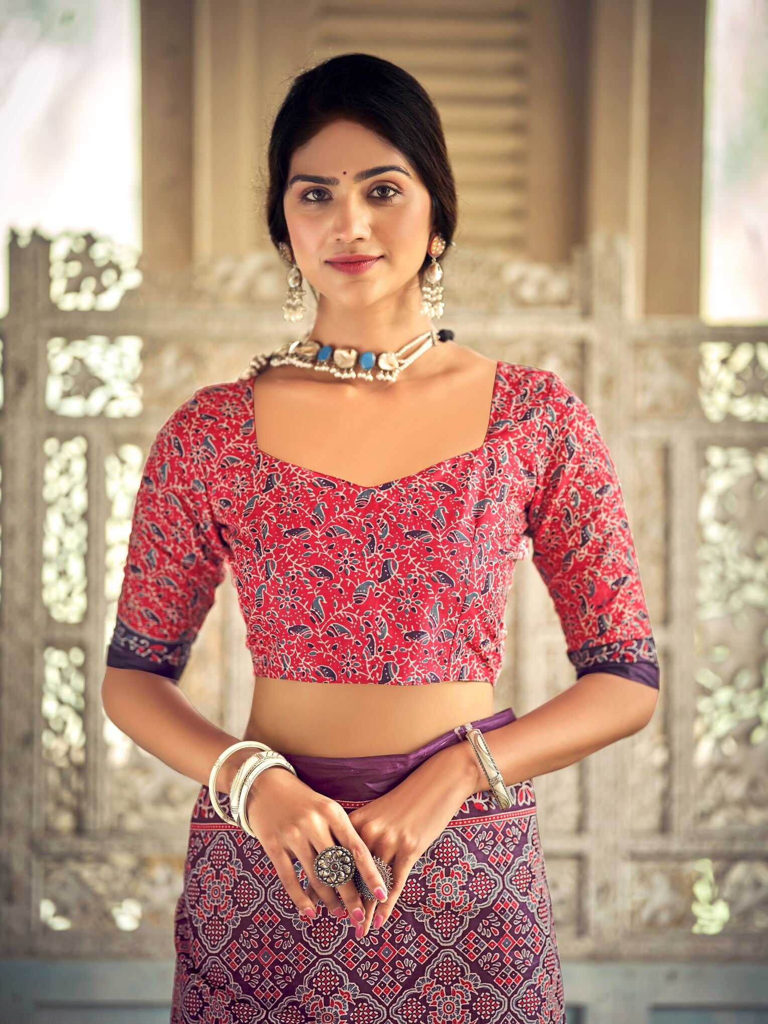 Pure Malai Cotton Ajrakh Saree