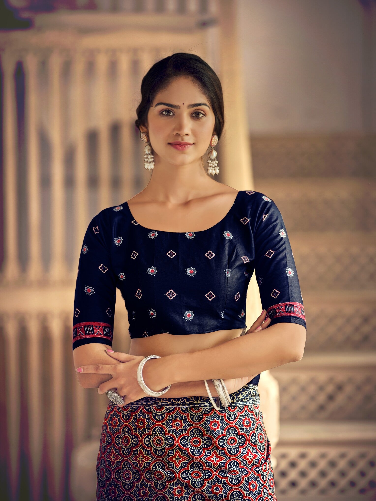 Pure Malai Cotton Ajrakh Saree