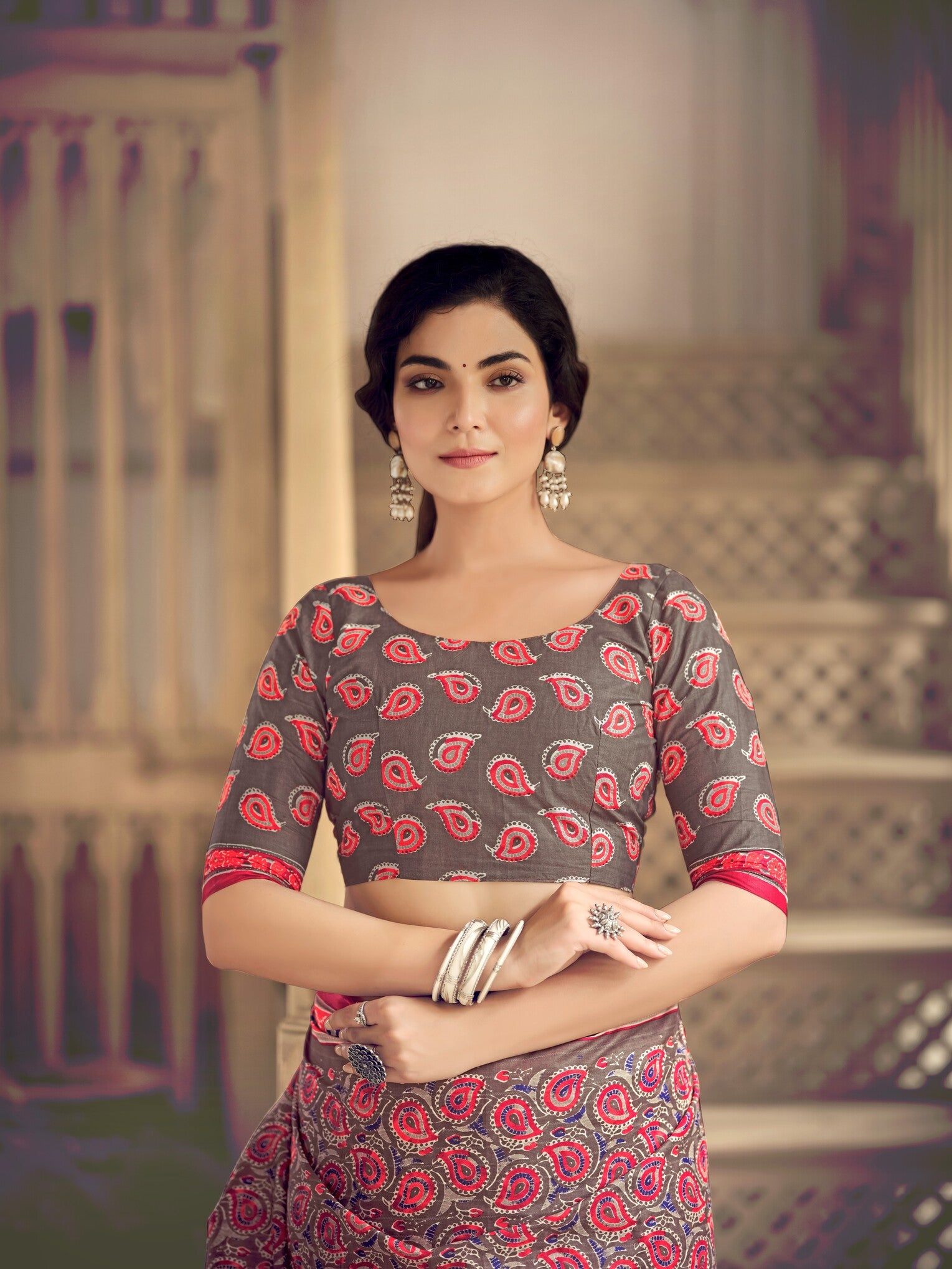 Pure Malai Cotton Ajrakh Saree