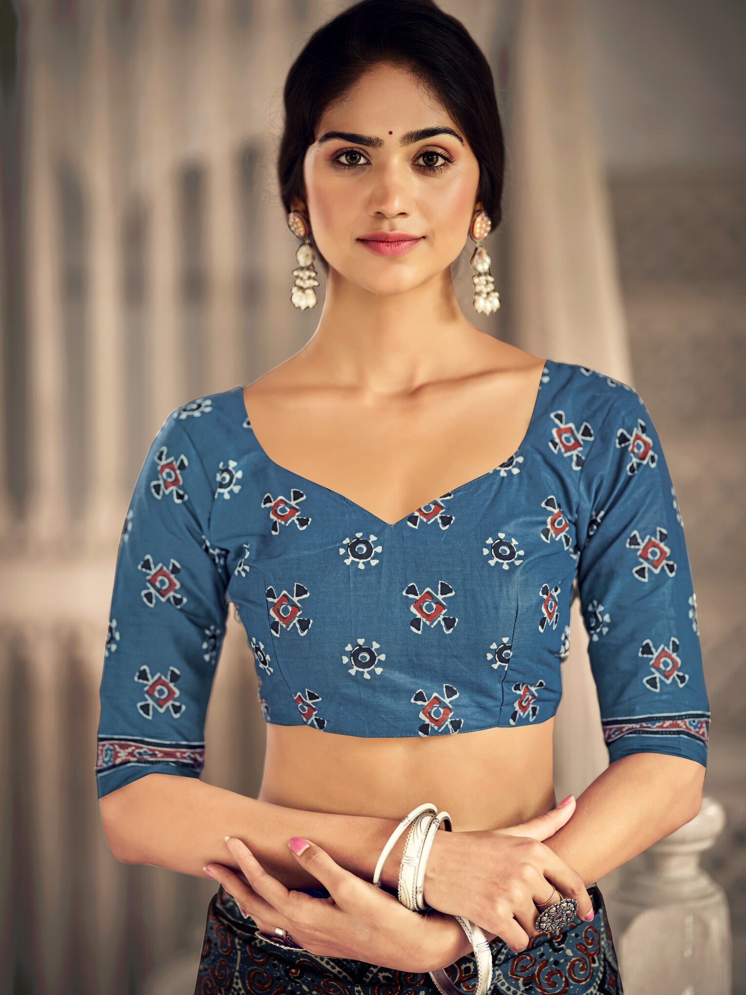 Pure Malai Cotton Ajrakh Saree