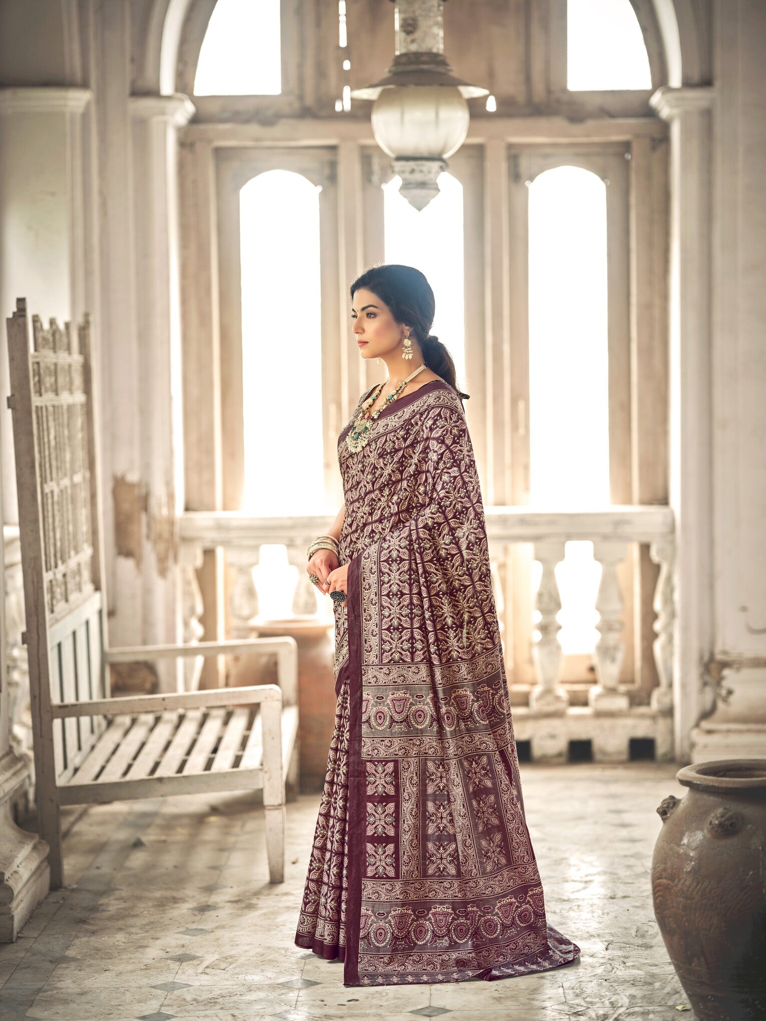 Pure Malai Cotton Ajrakh Saree