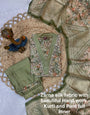 Olive Green Zarna Silk Heavy hand work Suit Set