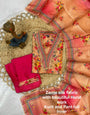Orange Zarna Silk Heavy hand work Suit Set