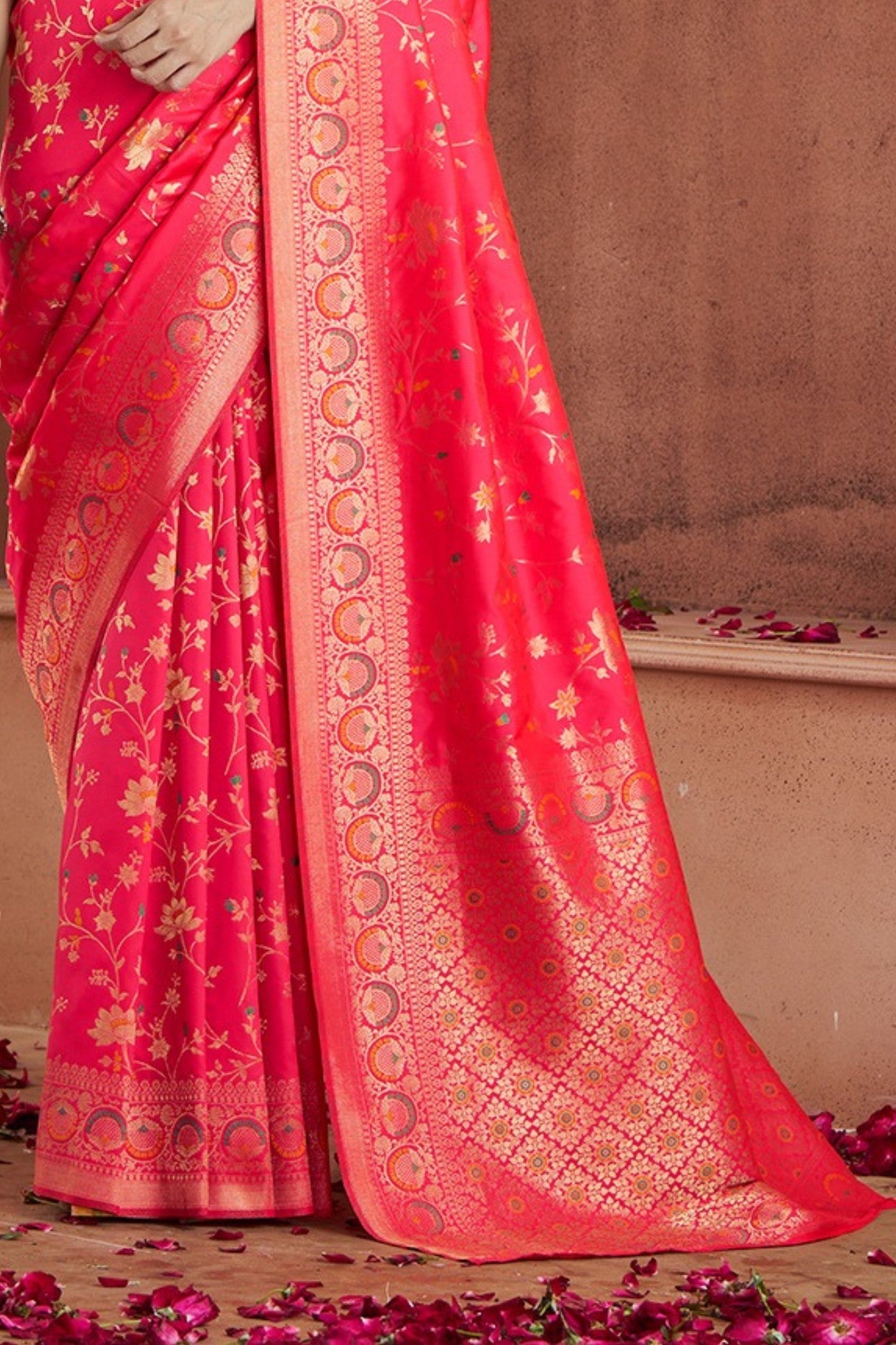 Savitri Pink Pure Soft Banarasi Silk Woven Saree