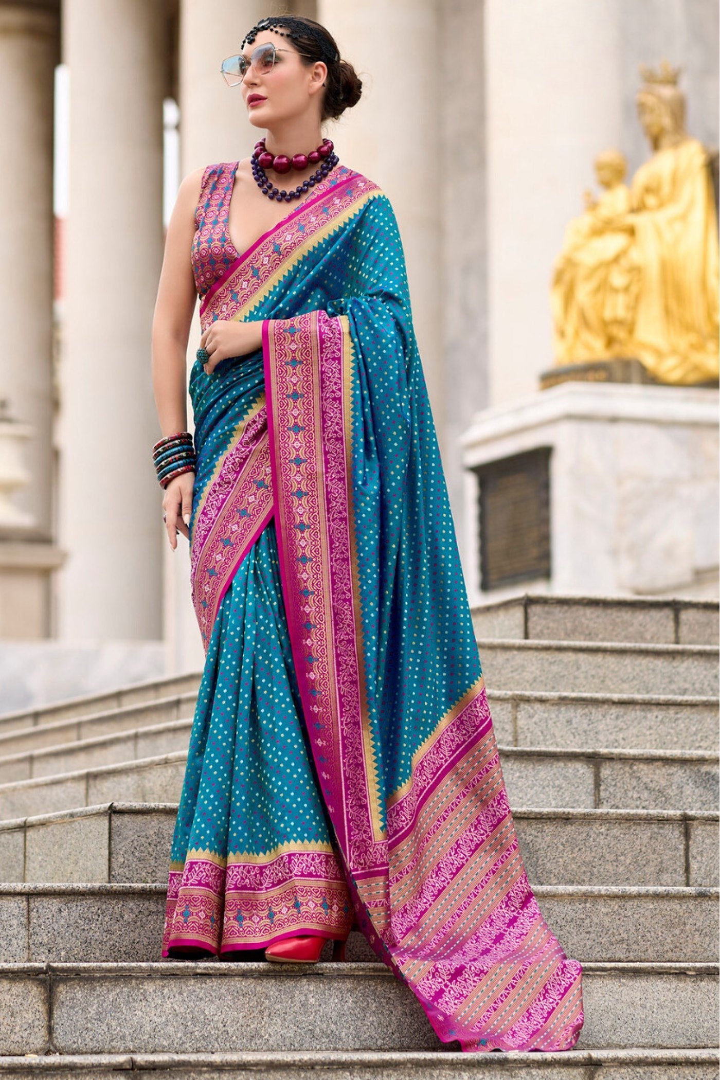 Rehana Celestial Blue Pure Soft Banarasi Silk Weaving Saree