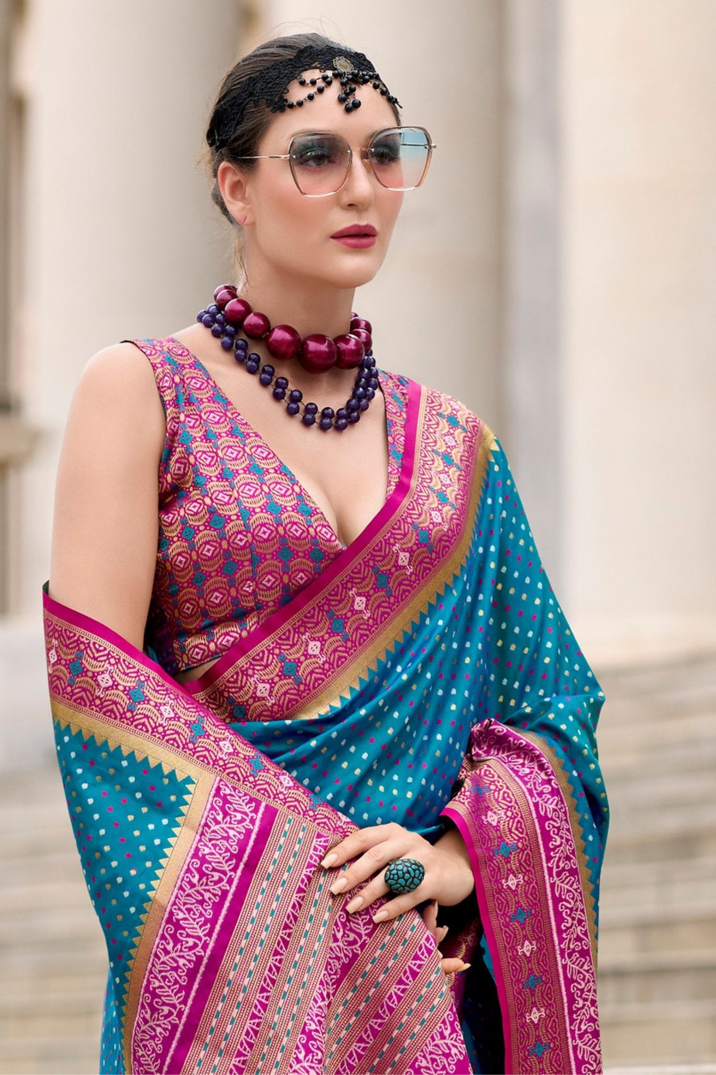 Rehana Celestial Blue Pure Soft Banarasi Silk Weaving Saree