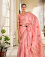 Pink Zari Weaving Soft Satin Silk Saree
