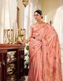 Dusty Pink Zari Weaving Soft Satin Silk Saree