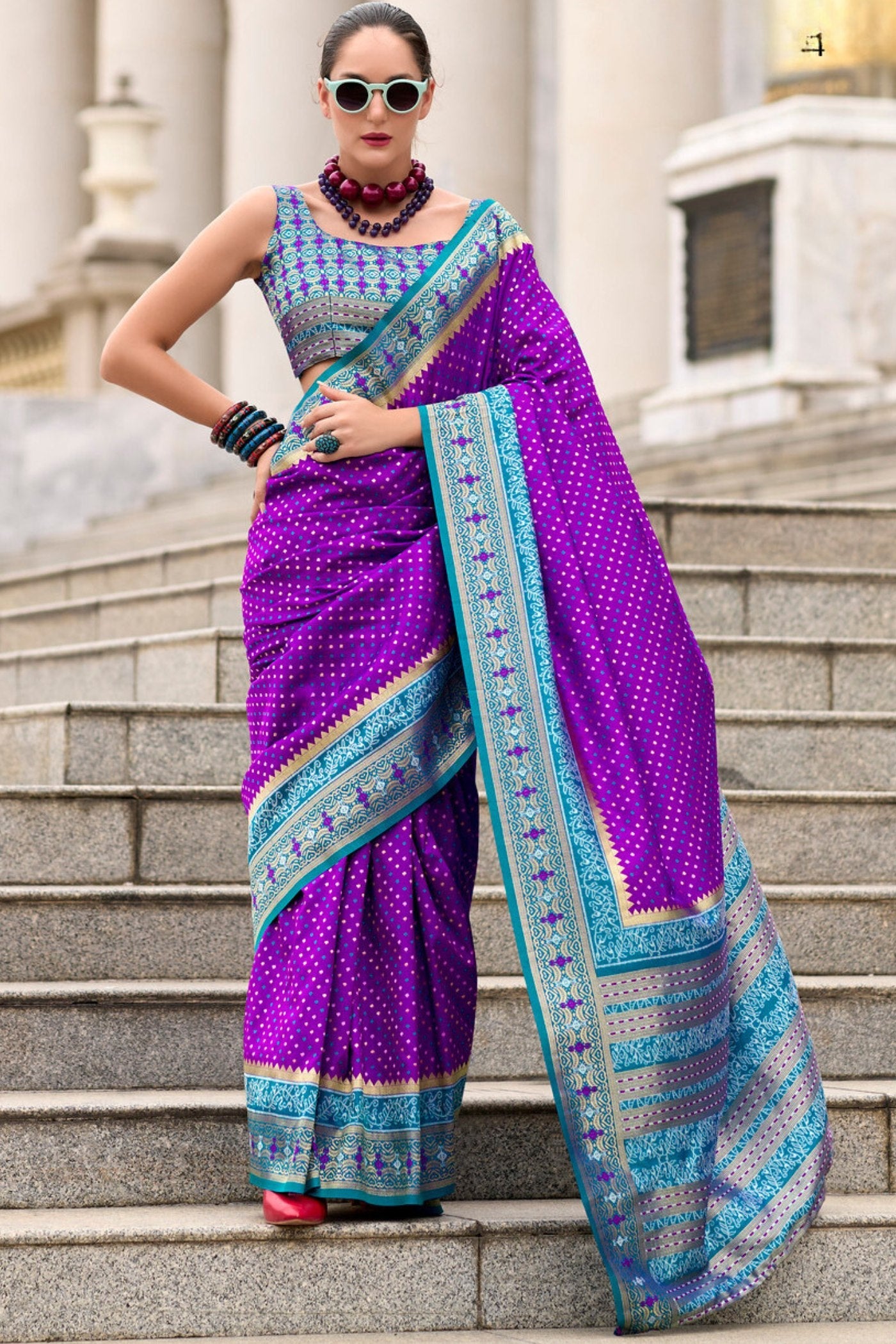 Rehana Violet Pure Soft Banarasi Silk Weaving Saree