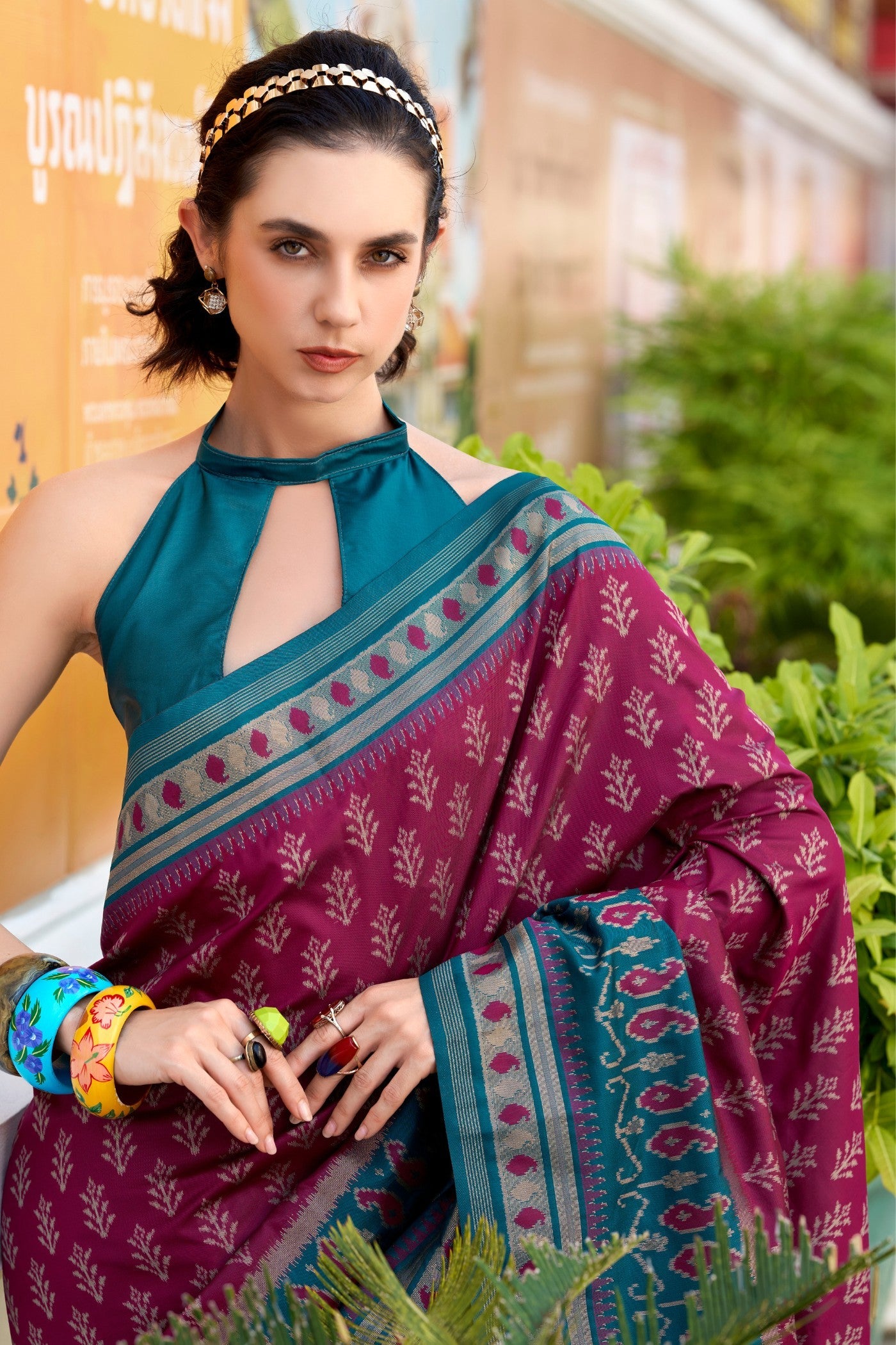 Taj Mahal Maroon Soft Banarasi Ikkat Silk Woven Saree