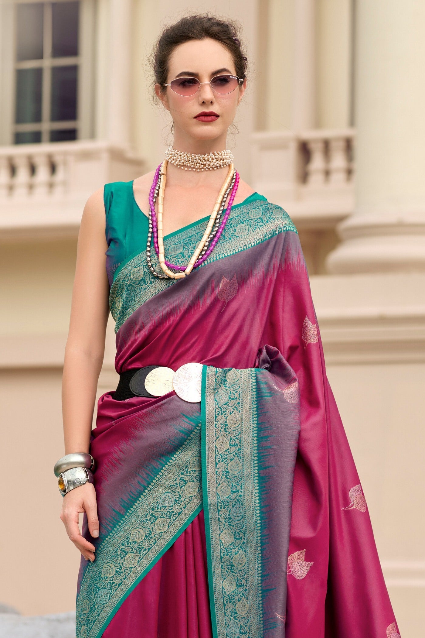 Mango Topical Pink Pure Touch Soft Silk Weaving Saree