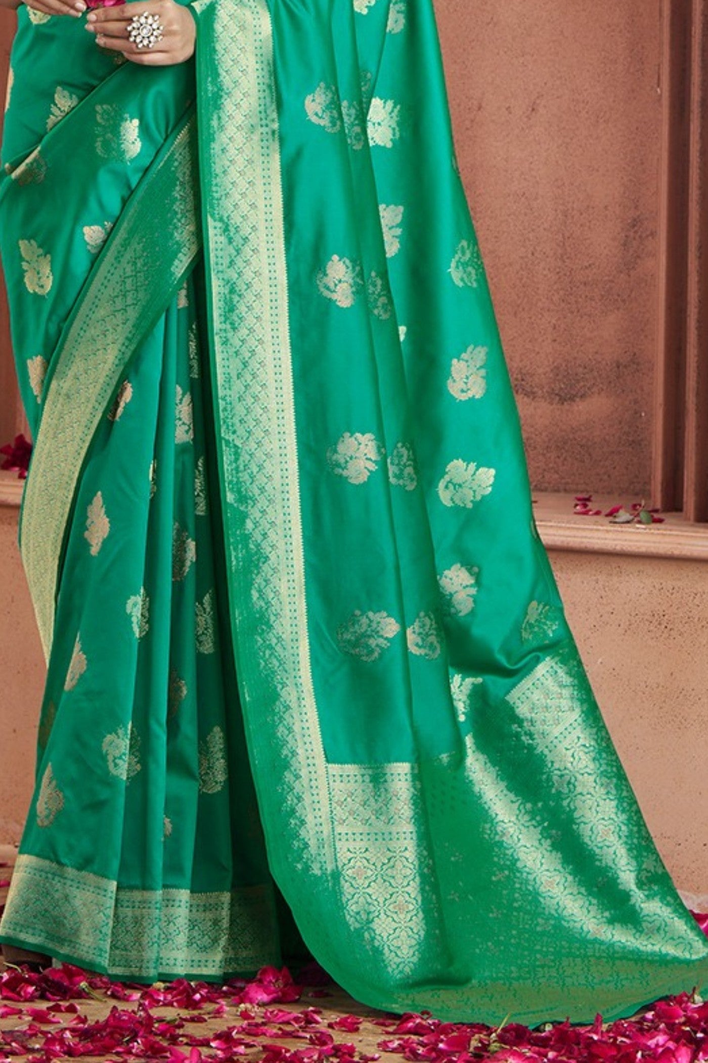 Savitri Green Pure Soft Banarasi Silk Woven Saree
