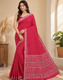 Maroon Ajrakh Flower Printed With Real Mirror Modal Silk Saree