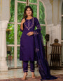 Violet Marina Silk Embroidery Thread With Hand Work Suit Set