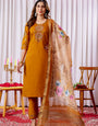 Mustarsd Viscose Silk Embroidery Thread With Hand Work Suit Set