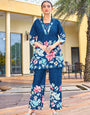 Navy Blue Pure Cotton Katha Handwork Neckline Co-Ords Set