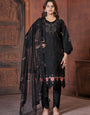 Black Viscose Roman Silk Embroidery with Sequins & Hand work Suit Set