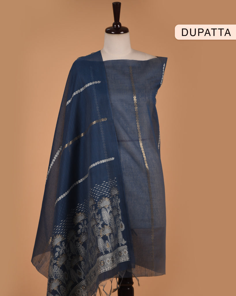 Navy Blue Pure Soft Cotton Jamdani Weaving 3pis Dress Material