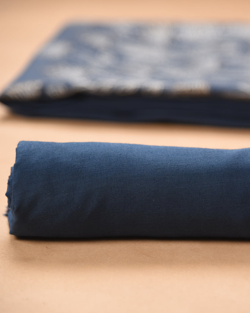 Navy Blue Pure Soft Cotton Jamdani Weaving 3pis Dress Material
