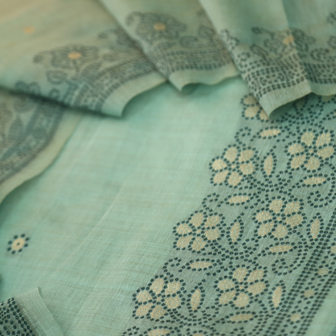 Pista Pure Muga Silk With Flower Weaving Unstitched 3pis Dress Material