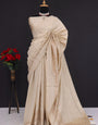 Summer Special Off White Katha Work Linen Silk Saree