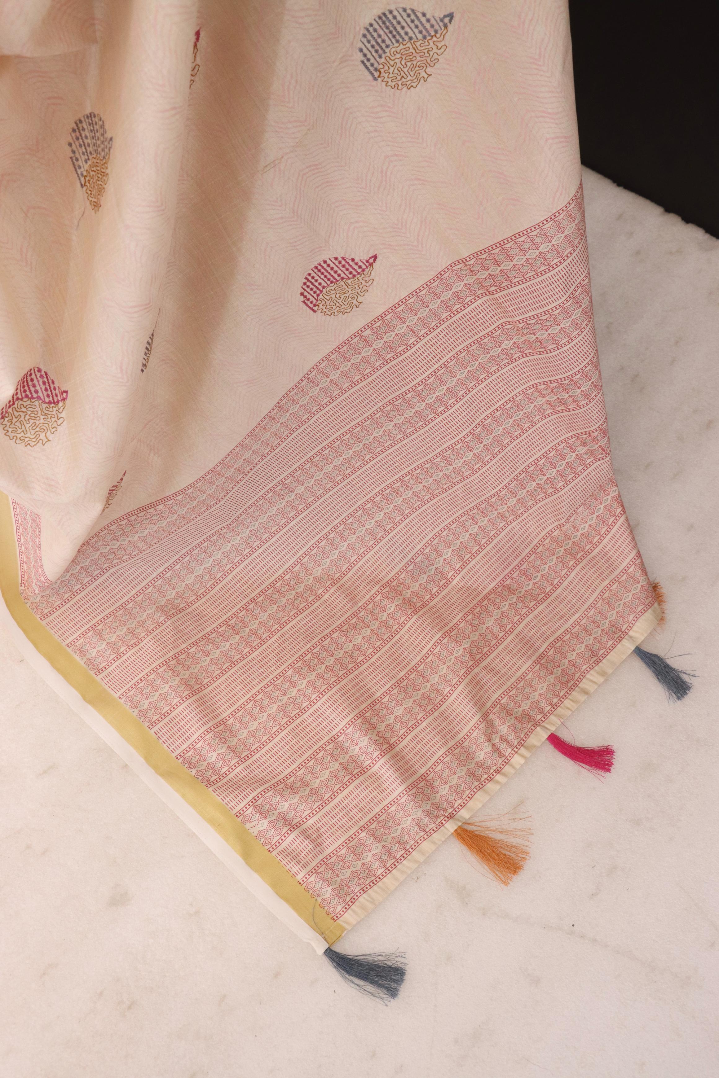 Summer Special Rani Katha Work Linen Silk Saree