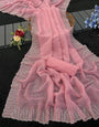Sea Pink Swarovski work Organza Silk Saree
