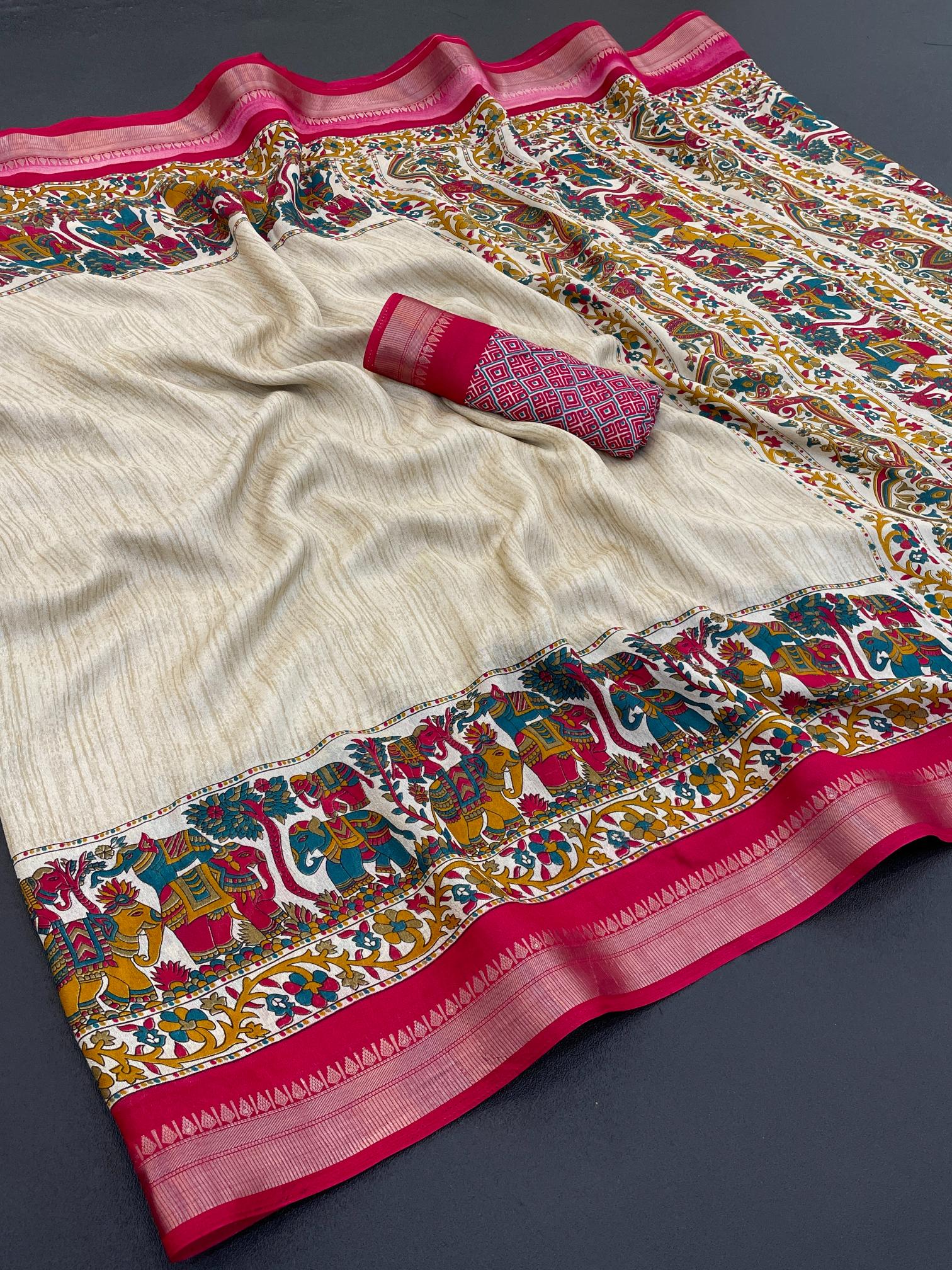 Pink Enhanced with Weaving Jacquard Border Moss Soft Silk Saree