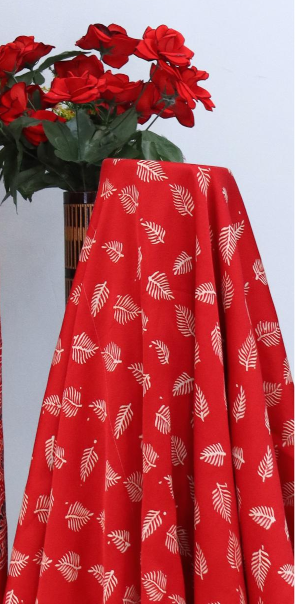 Enchanting Red Original Natural Ajrakh Print 3 pc Pure Modal Silk Unstitched Suit Set