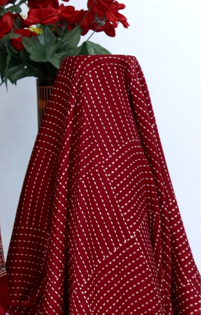 Stunning Maroon Original Natural Ajrakh Print 3 pc Pure Modal Silk Unstitched Suit Set
