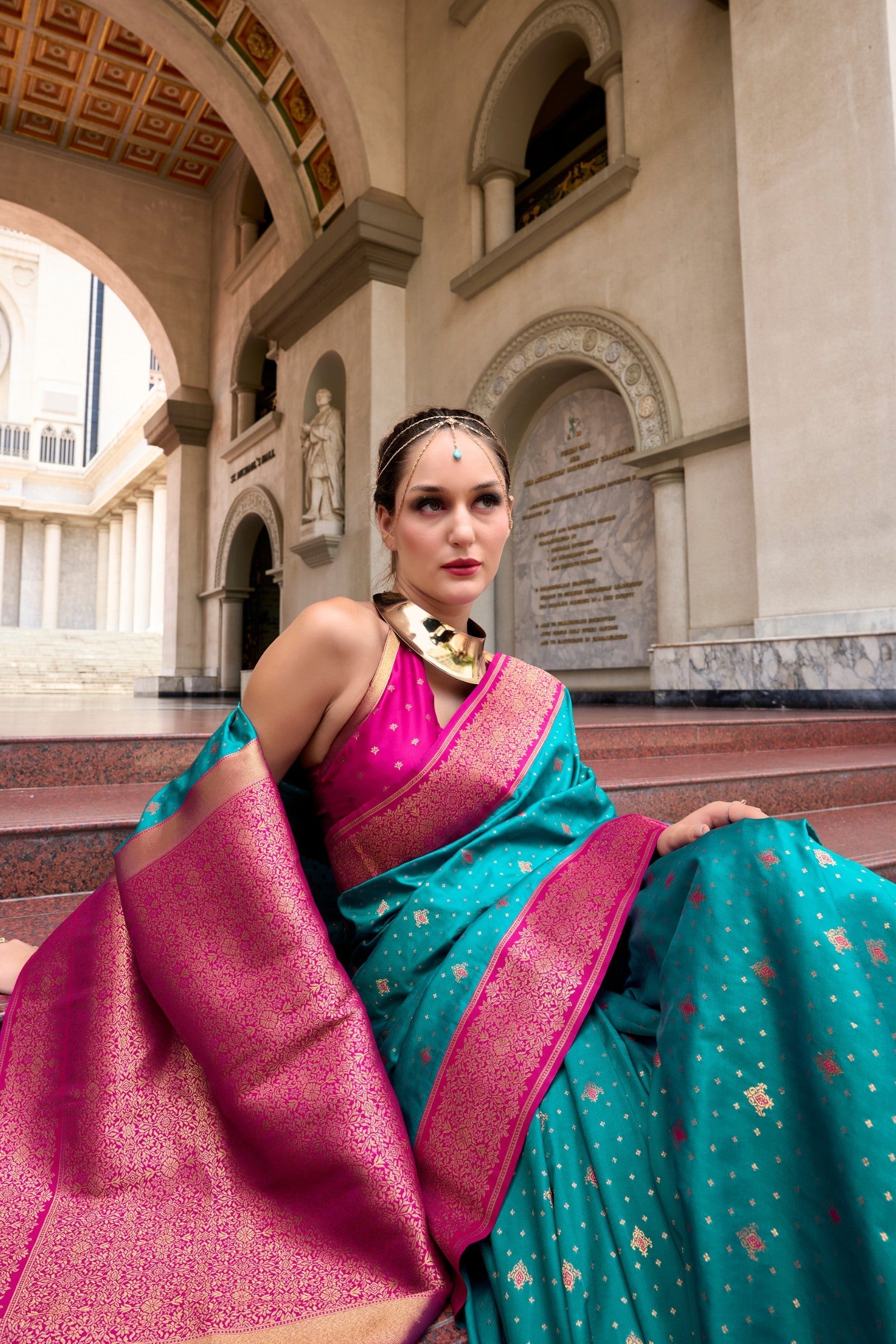 Apollo Sea Blue Pure Soft Banarasi Silk Zari Woven Saree
