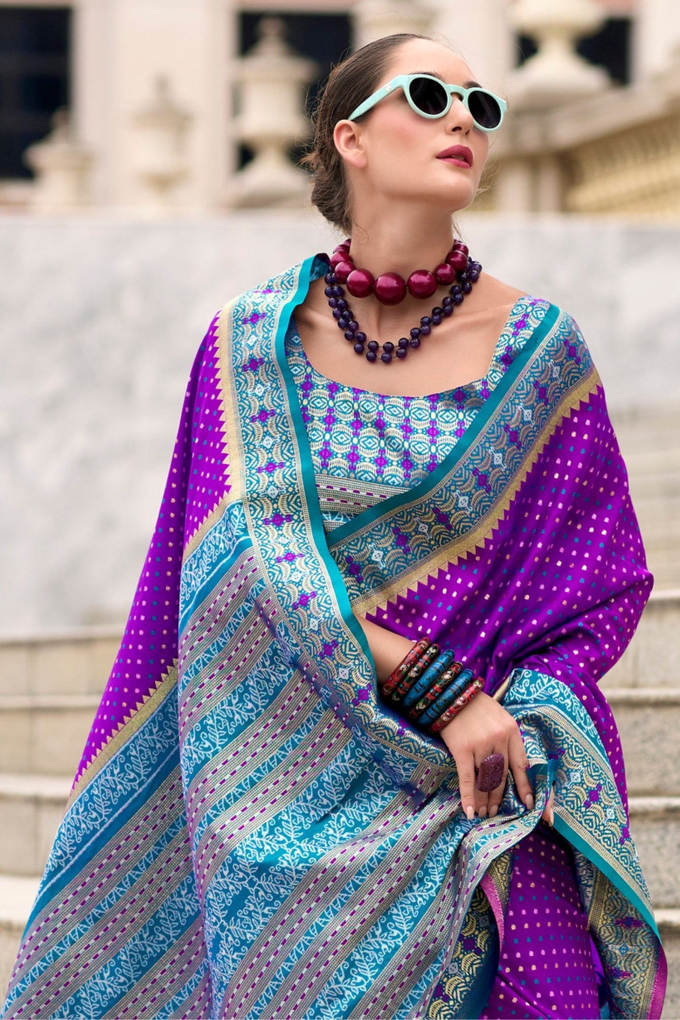 Rehana Violet Pure Soft Banarasi Silk Weaving Saree